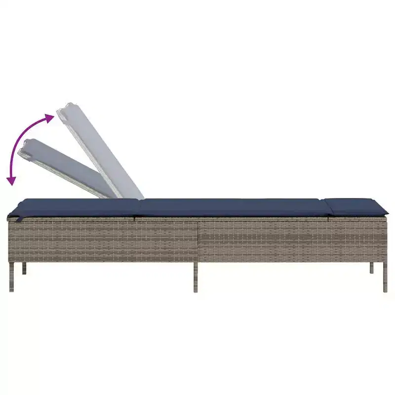 vidaXL Patio Sun Lounger PE rattan Single Multi-Position Backrest