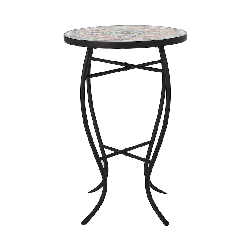 Indoor side table, tiled tabletop