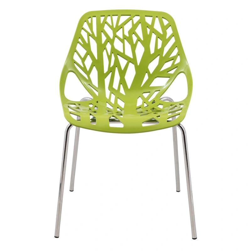 Asbury Stackable Dining Chair with Chrome Legs (Set of 2) Modern Cut-Out Design Backrest Side Chair