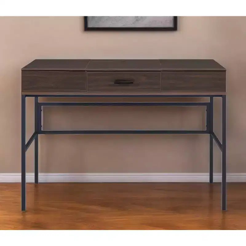 HomeRoots 42 Brown and Black Writing Desk