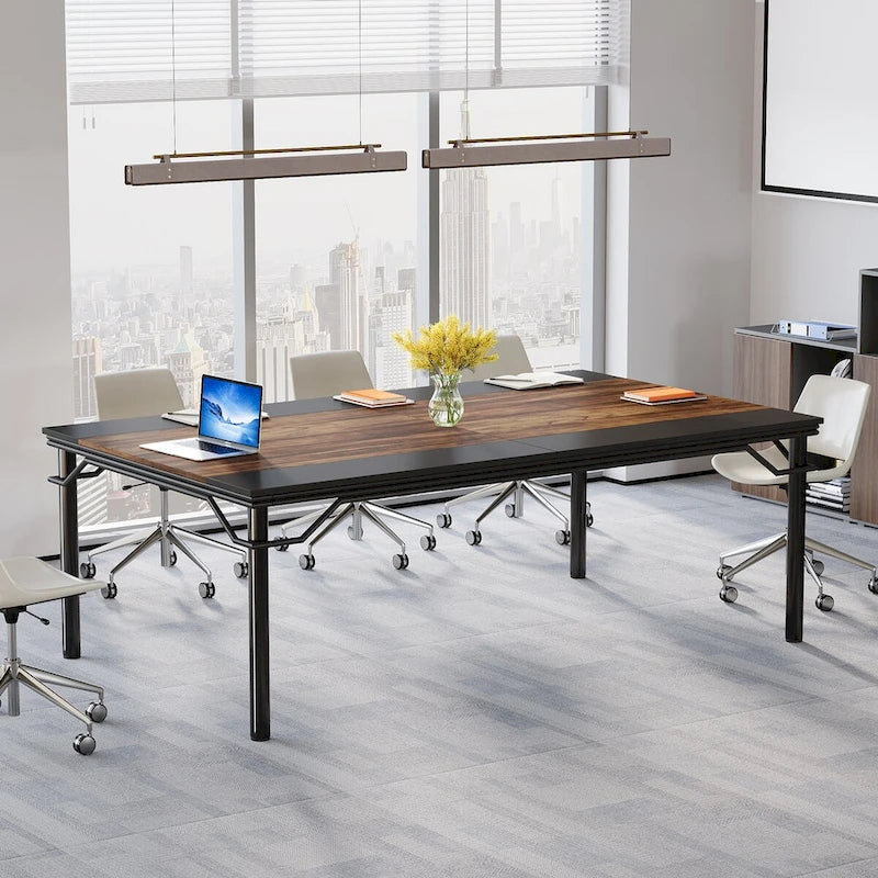 Conference Table with Heavy-Duty Steel Frame for 6-8 People - 78.74 L x 39.37 W x 29.92 H