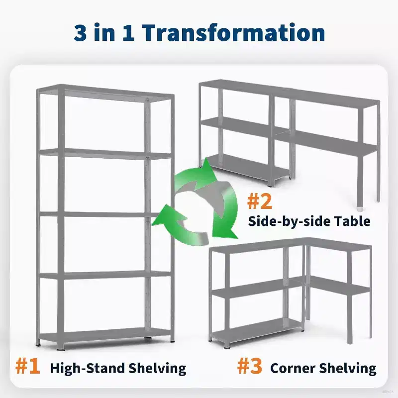 COZONY 5 Tier Heavy Duty Steel Shelving Unit, 500 LBS Capacity Adjustable Shelves for Garage Kitchen Pantry Living Room