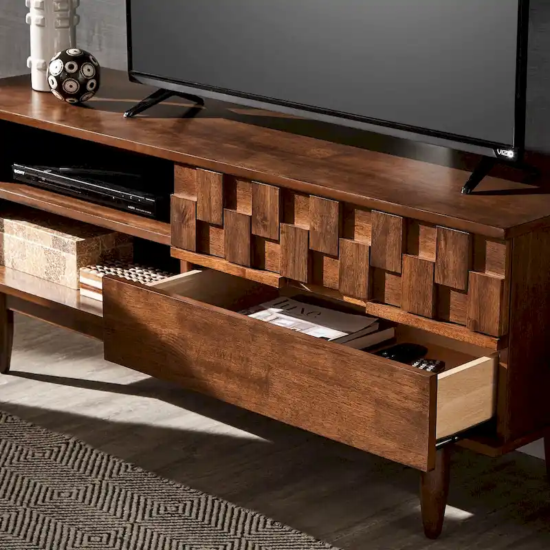 Kieran Mid-Century Wood 2-Drawer TV Stand by iNSPIRE Q Modern - 59-Inch