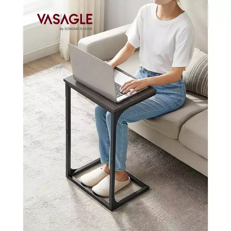 VASAGLE C-Shaped End Table Side Table Couch Table Small TV Tray Table for Living Room Bedroom
