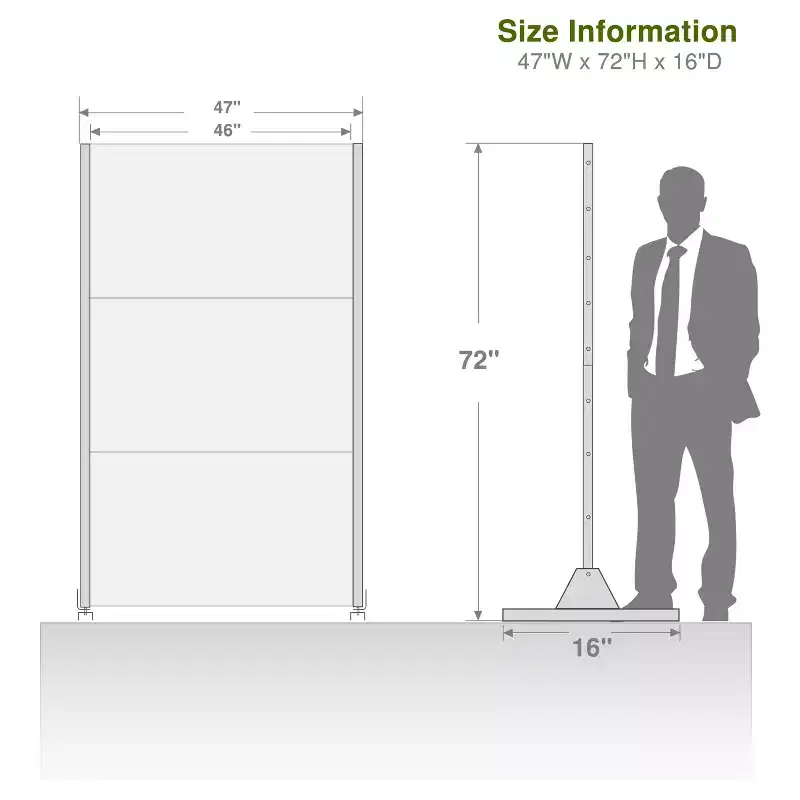 Triple-Width Black Galvanized Steel Louvered Screen | 183H x 120W x 40D cm