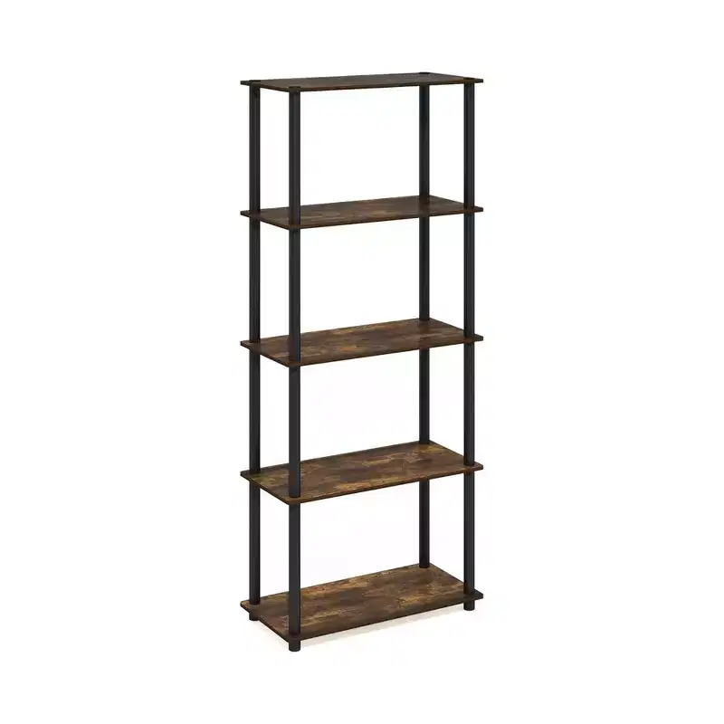 HOMLUX 5-Tier Tall Decorative Bookshelf Open Storage Bookcase Multipurpose Display Shelves for Living Room & Home Office