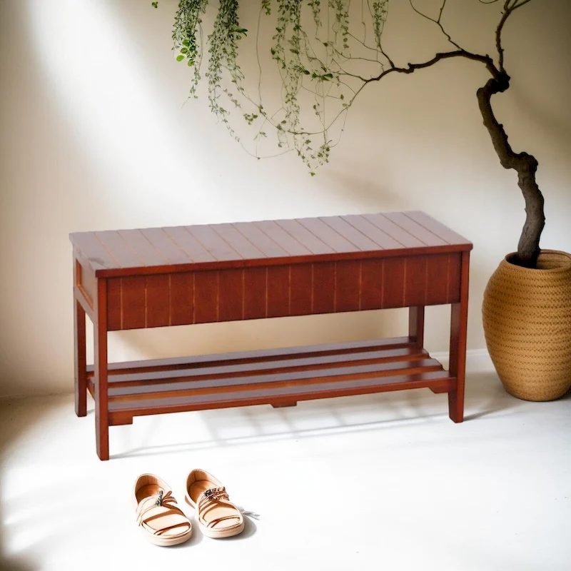 Quality Solid Wood Shoe Bench with Storage