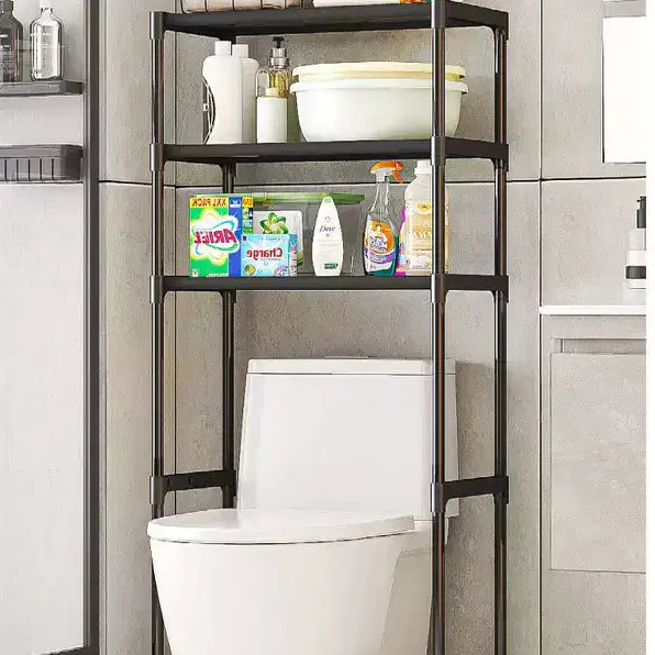 Over The Toilet Storage Cabinet - 3-Tier Metal Freestanding Bathroom Organizer, No Drill Space Saver, Fits Most Toilets