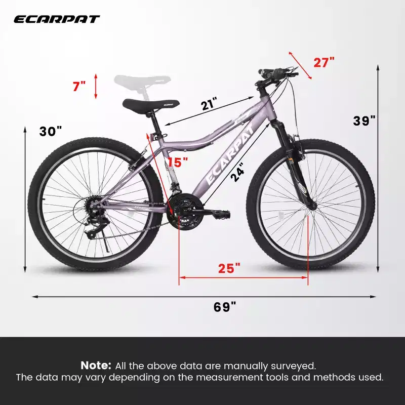 Zeus & Ruta 26 Mountain Bike with 21-Speed Gear, Front Suspension, V-Brake, Carbon Steel Frame Bicycle for Teens and Women