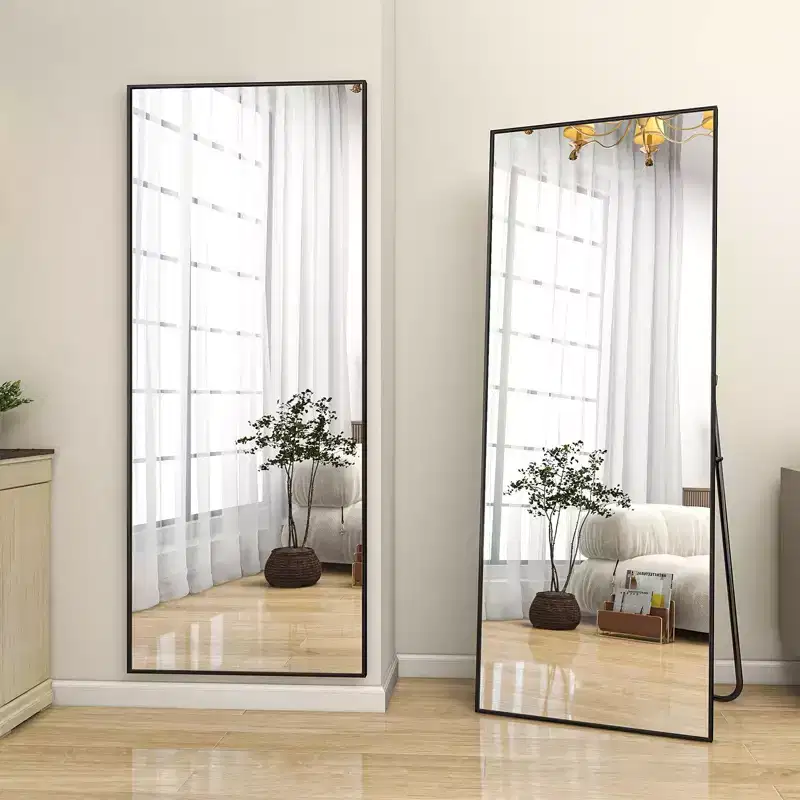 HOMLUX 18x58 Rectangle Full Length Floor Mirror Leaning Design Bathroom Entryway,Black/Gold