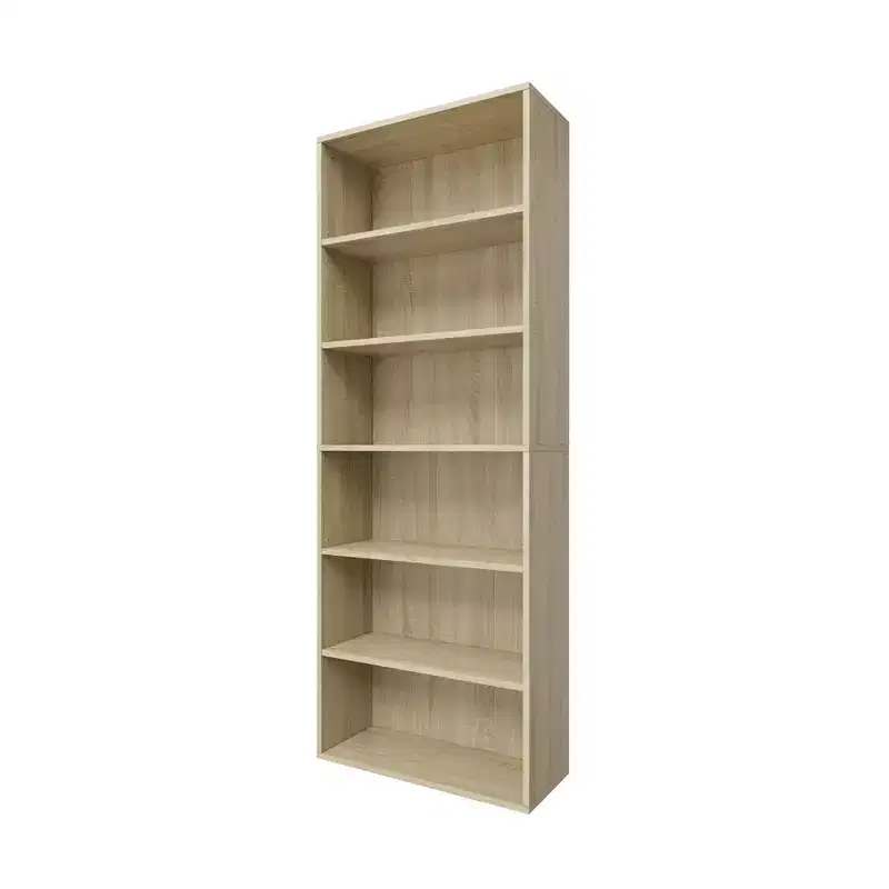 Homez 63.23 in. Tall Wood 6-Shelf Etagere Bookcase with Adjustable Shelves