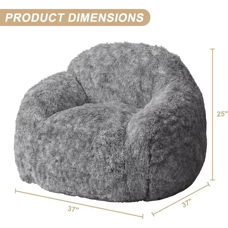 GustoWave Soft Fluffy Adult Bean Bag Chair with Armrest for Reading Living Room