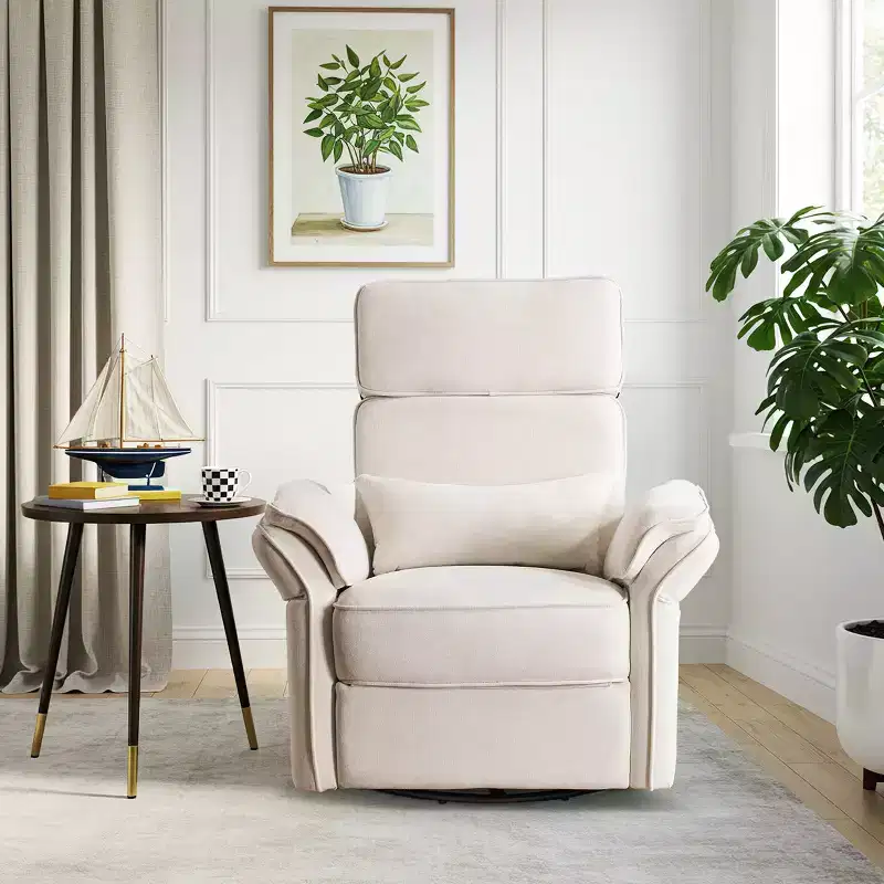 Swivel Recliner Glider With Adjustable Headrests & Armrests