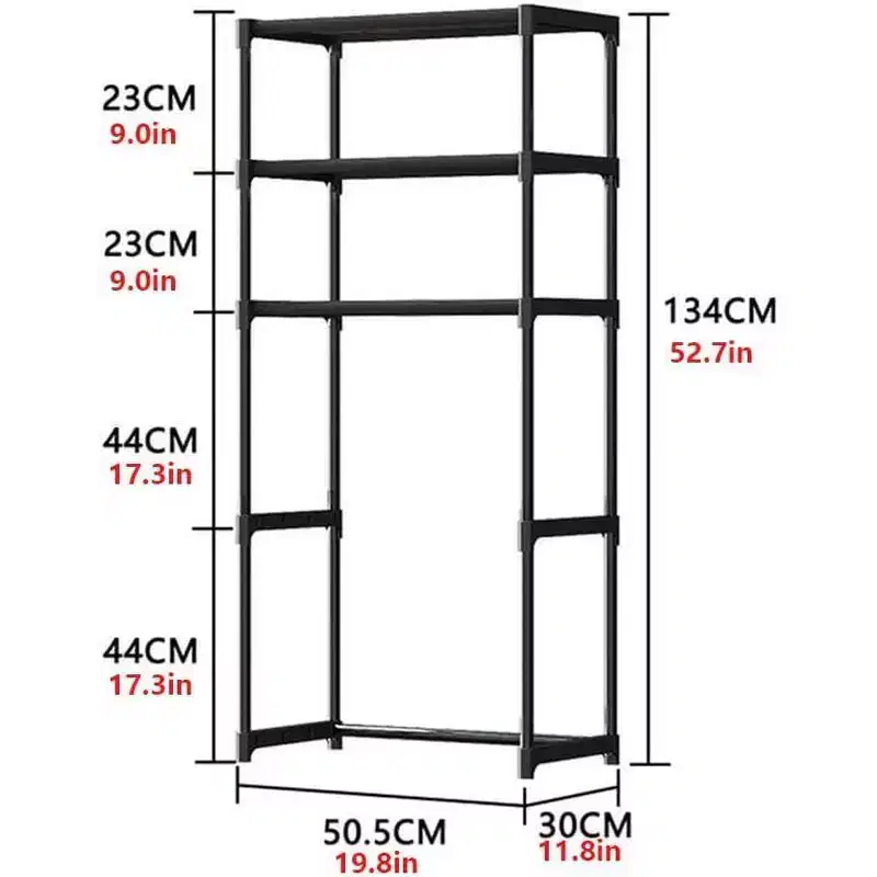 Tall 3-Tier Bathroom Shelf Unit, Over-The-Toilet Storage Rack with Iron Frame, Space Saving Organizer for Towels & Supplies