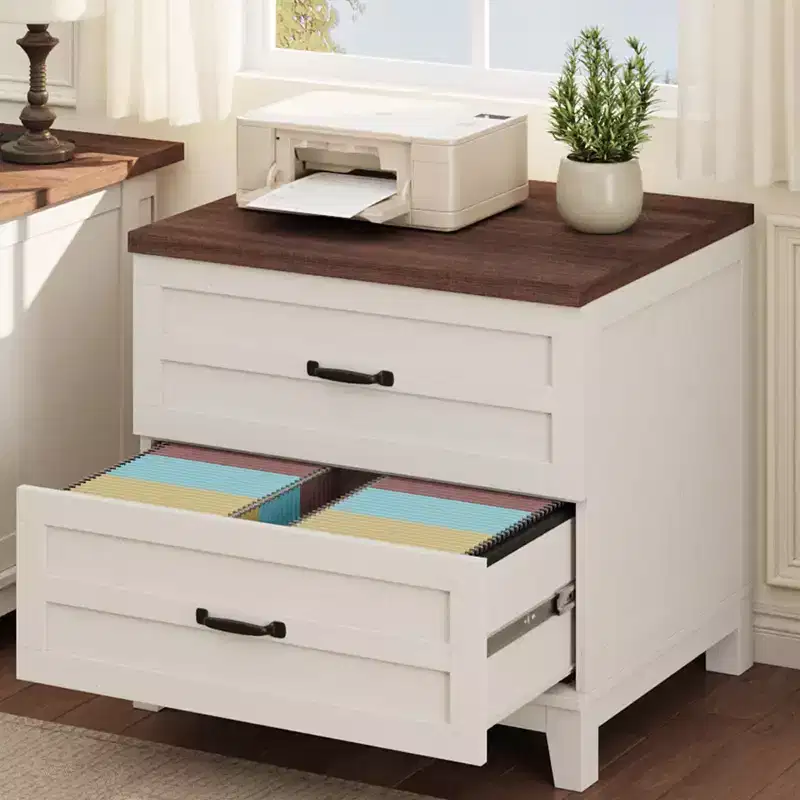 Lateral File Cabinet with 2 Deeper Drawers, Farmhouse Wooden Large Filing Storage Cabinet w/Hanging for Legal/Letter/A4 Size, Thick Tabletop