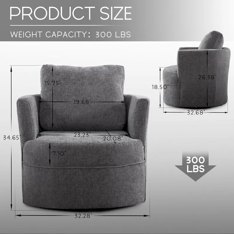 HOMYKA Swivel Accent Barrel Chair Round Arm Chair with Pillow