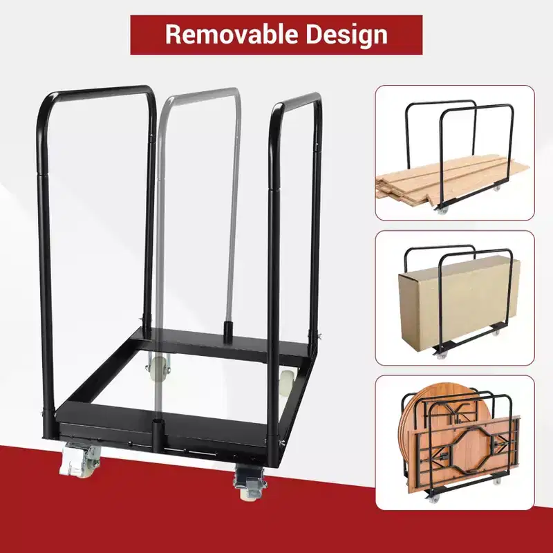 Black Steel Drywall Panel Cart, 1500LBS, 4-Wheel, 1-Person Use