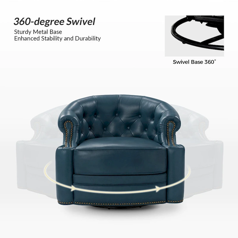 Felipe Modern Genuine Leather Swivel Chair With Tufted Back Set of 2 By HULALA HOME
