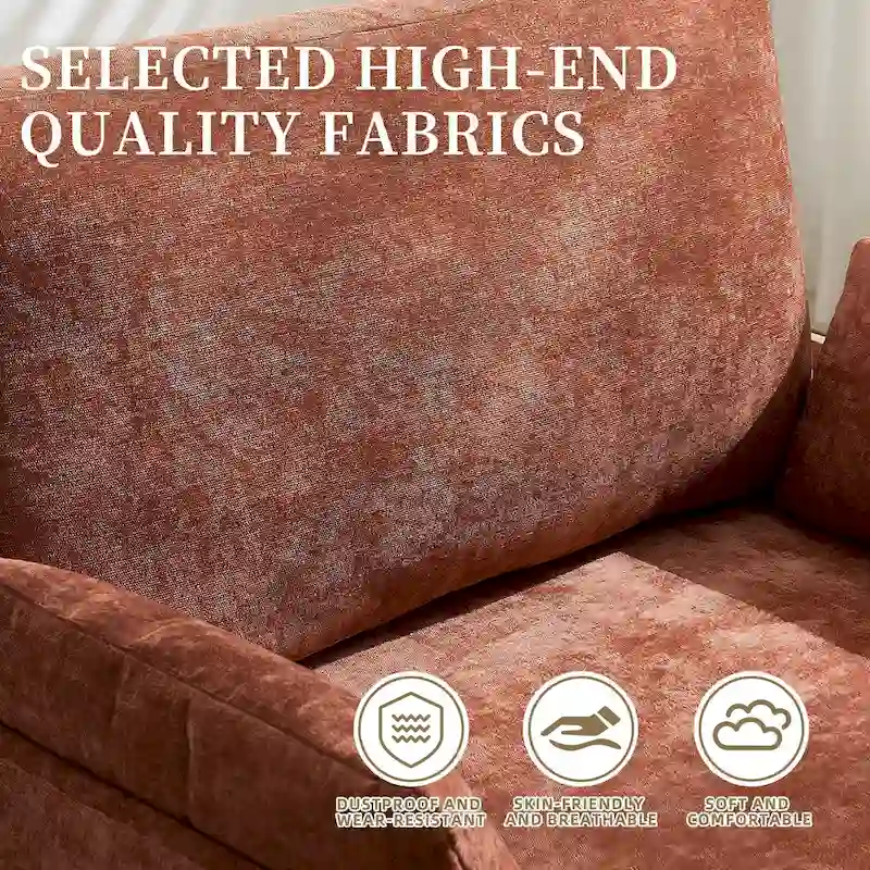 Chenille Upholstered Convertible Sleeper Recliner Foldable Chair Bed with 3 Pillows