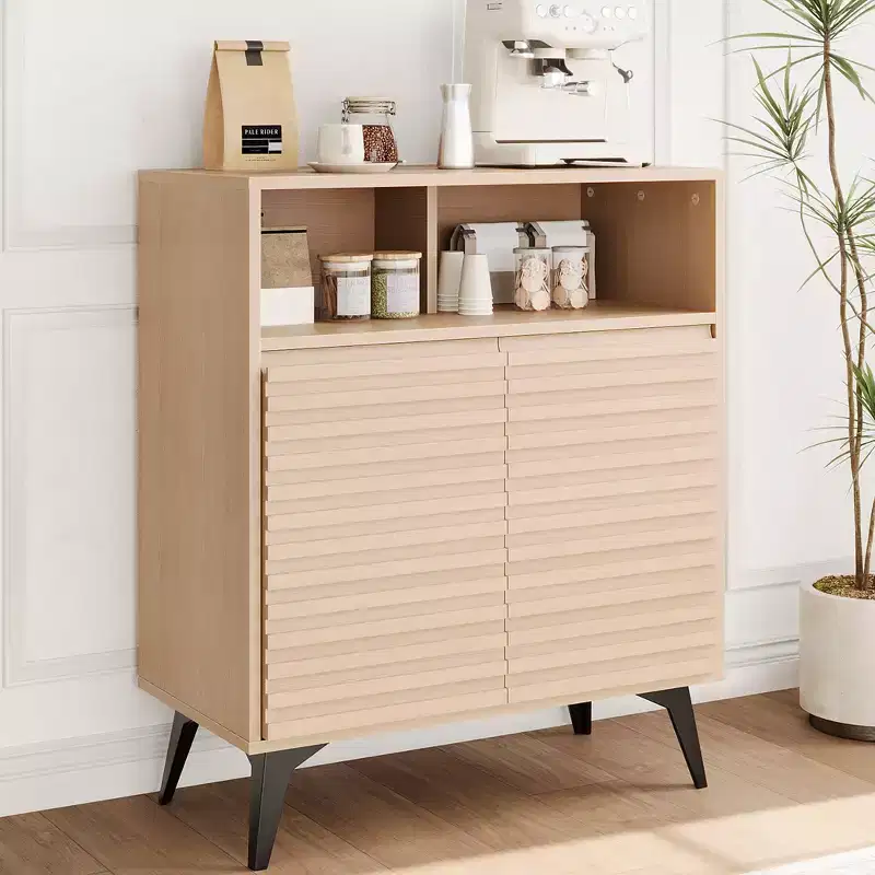Fluted Storage Cabinet, Sideboard Buffet Cabinet with Storage,