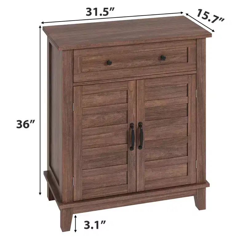 Farmhouse Storage Cabinet 3-Tier Adjustable Shelf with 7 Gear Settings – Rustic