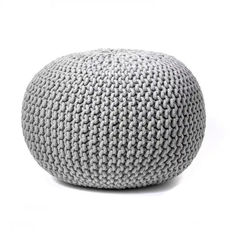 Nuloom Ling Round Knit Filled Ottoman Pouf