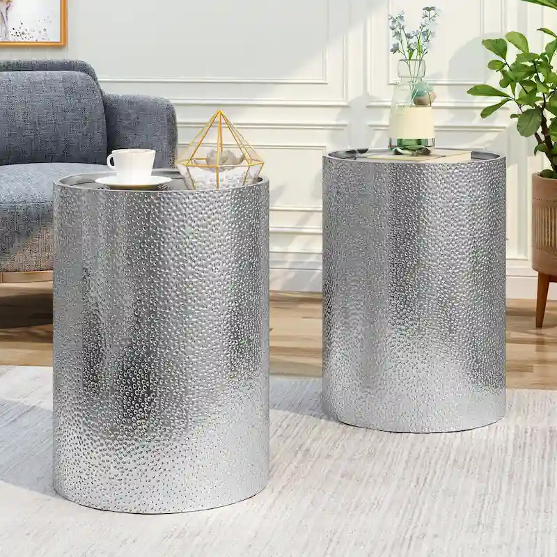Brookhaven Hammered Accent Table (Set of 2) by Christopher Knight Home