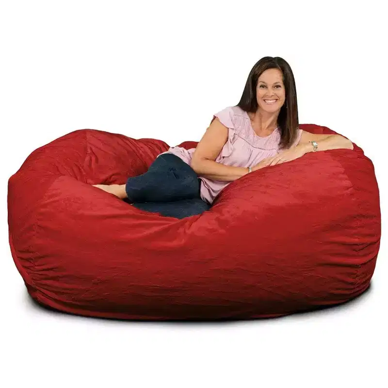 Ultimate Sack Lounger Bean Bag Chair Oversized Indoor Comfy Loveseat, Red Fur