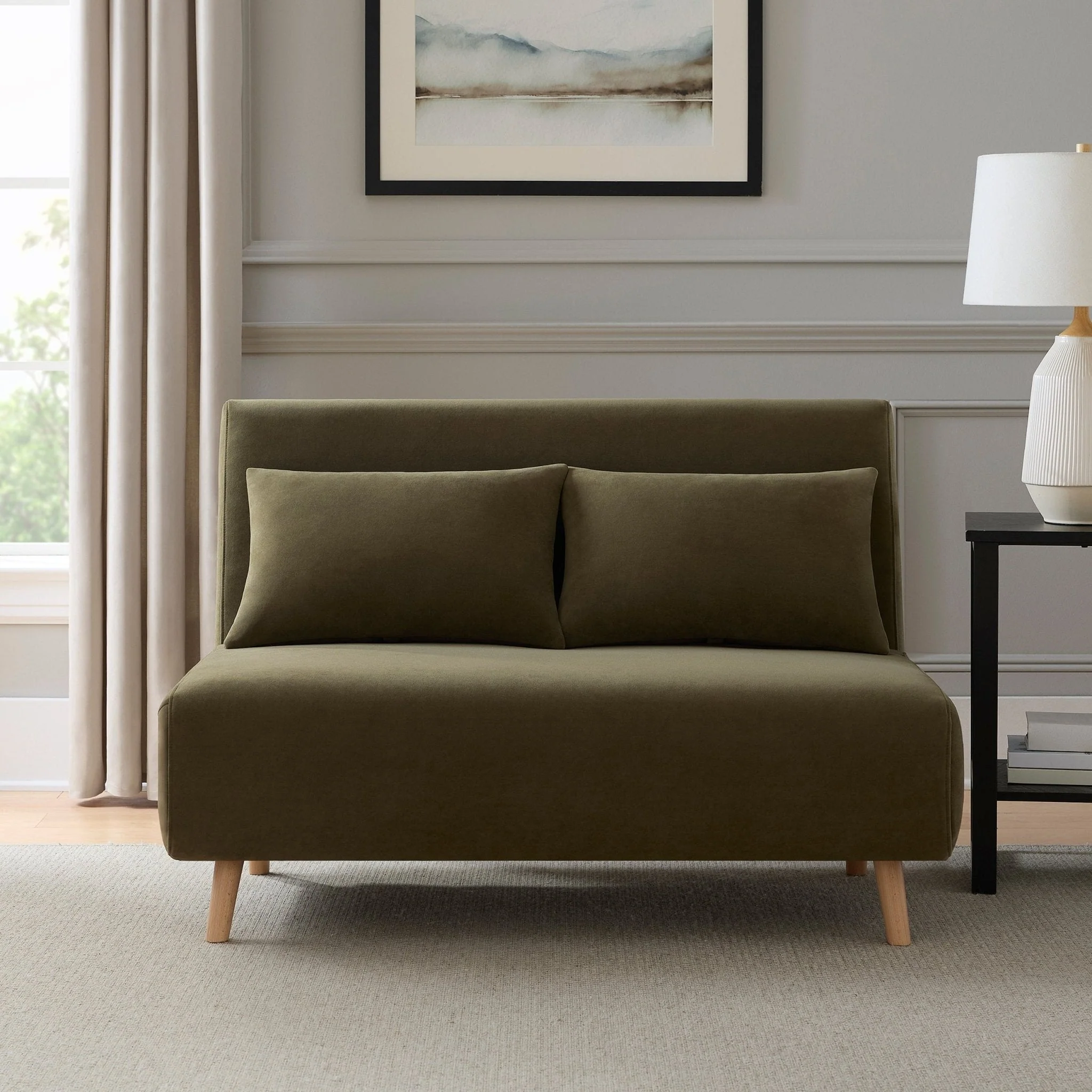 Double Sofa Bed - Olive Green