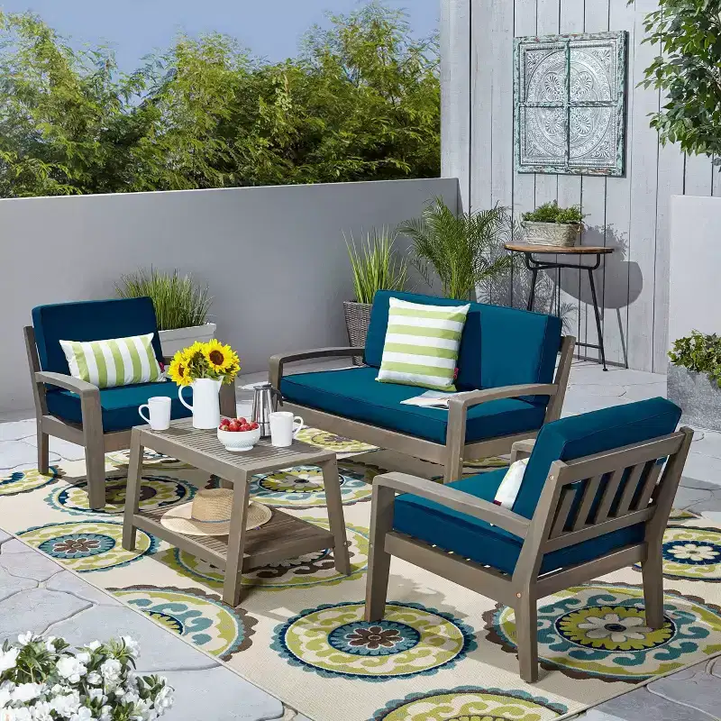 4pc Grenada Acacia Patio Chat Set - Christopher Knight Home