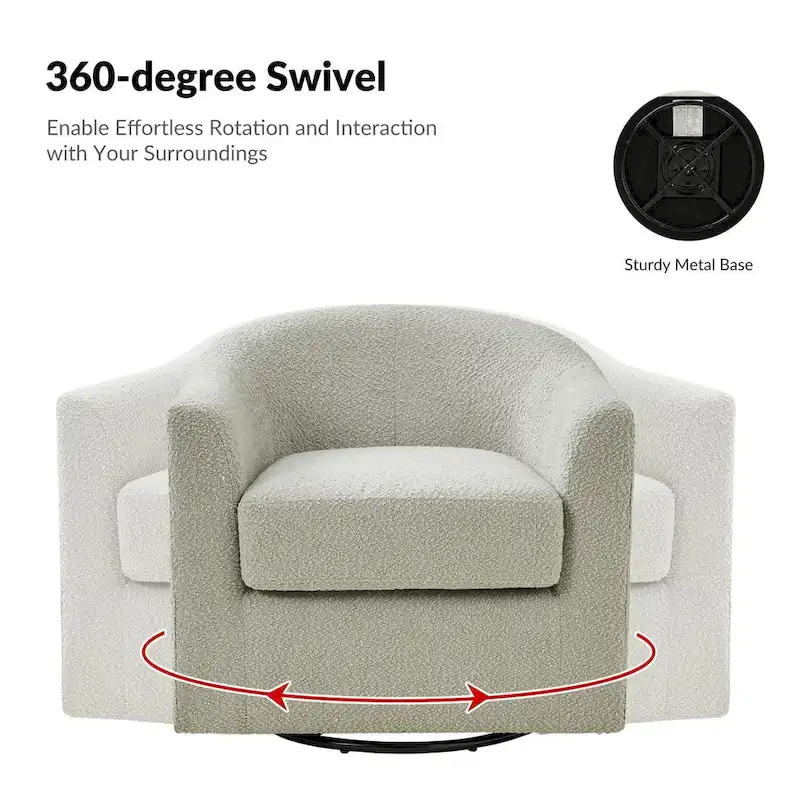 Rita Modern Ergonomic Boucle Upholstered Swivel Barrel Chair Set of 2 by HULALA HOME