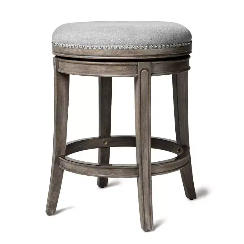 Maven Lane Alexander Backless Swivel Counter Stool with Fabric Upholstery 27