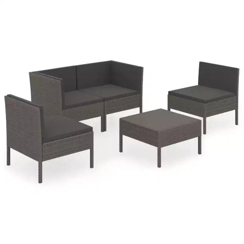 vidaXL Garden Lounge Set Patio Sectional Sofa Couch Outdoor Poly Rattan Grey