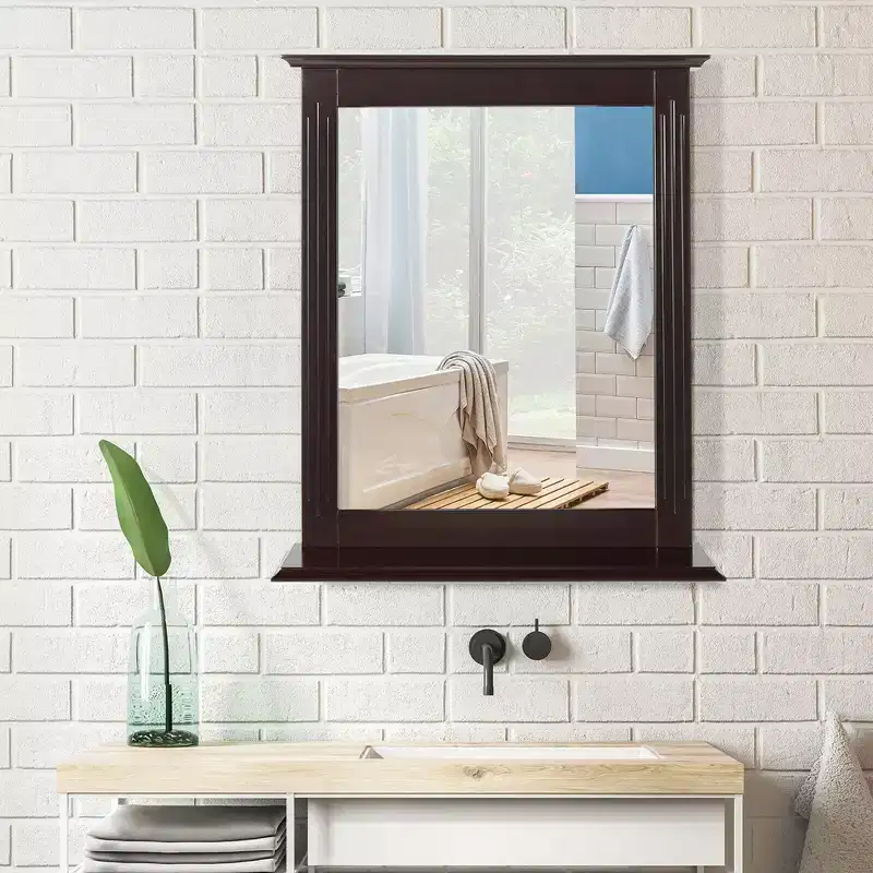 Bathroom Wall-Mounted Mirror W/Shelf Vanity Makeup Mirror Multipurpose