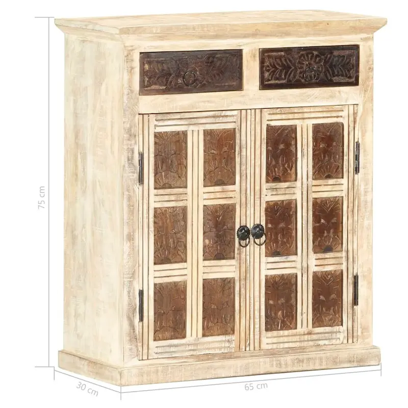 vidaXL Sideboard White 25.6x11.8x29.5 Solid Mango Wood