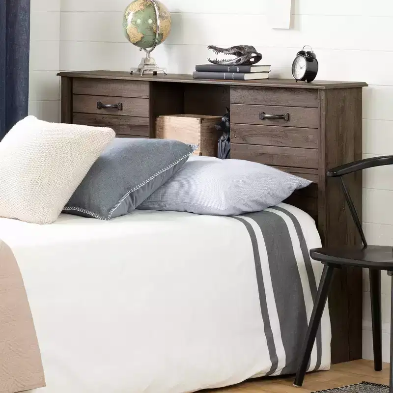 HomeStockFall Oak Ulysses Bookcase Headboard with Storage Sliding Doors
