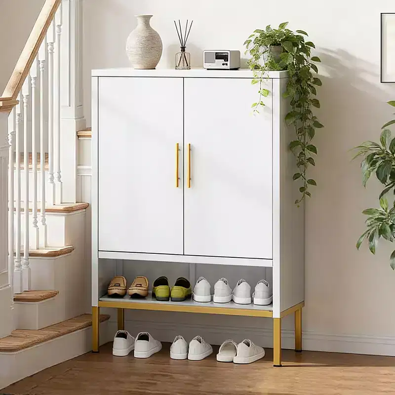 40 Tall Modern Shoe Cabinet with 2 Doors, Metal 6-Tier Hidden Shoe Organizer with Adjustable Shelves