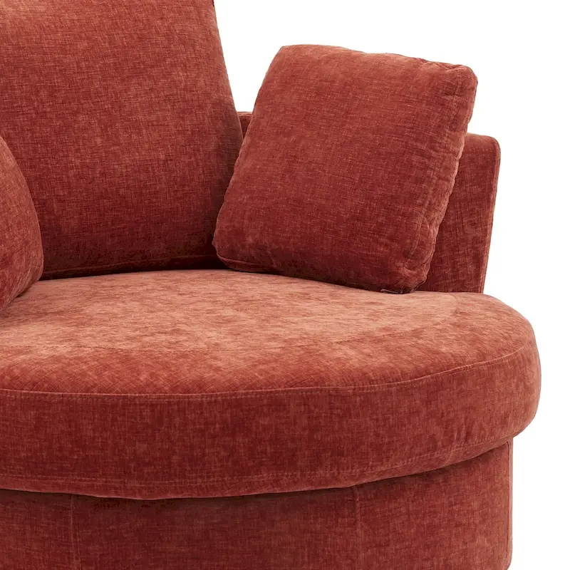 Upholstered Swivel Barrel Armchair Club Chair With Metal Base