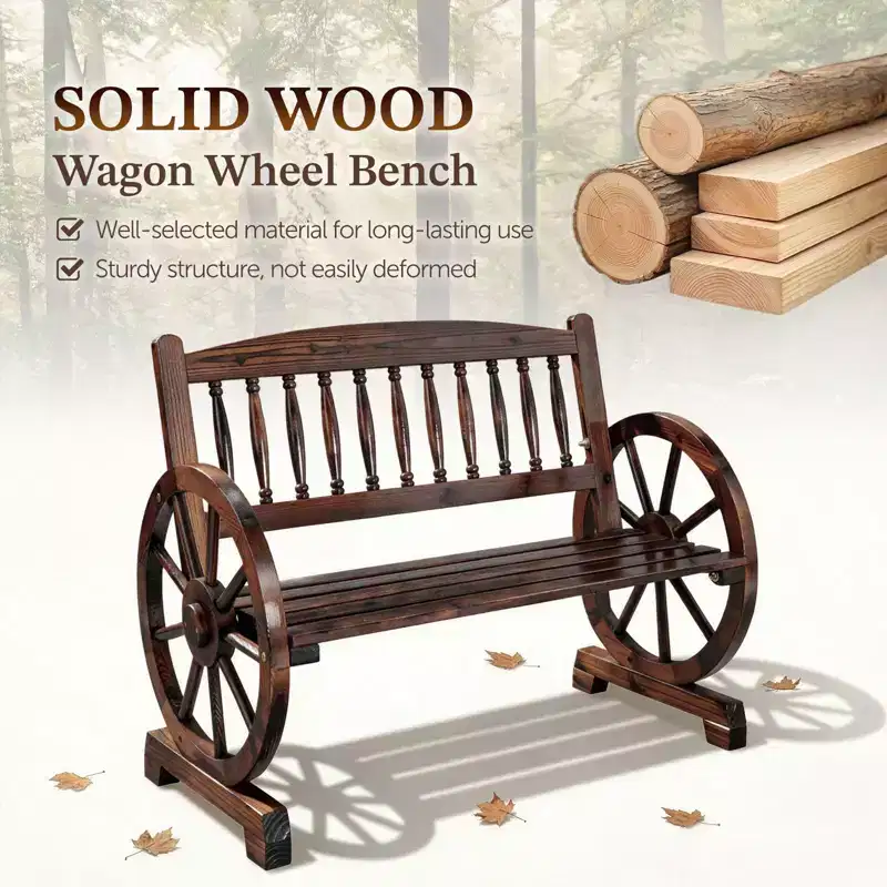 Karl Home | Rustic Wagon-Inspired Solid Wood Patio Bench