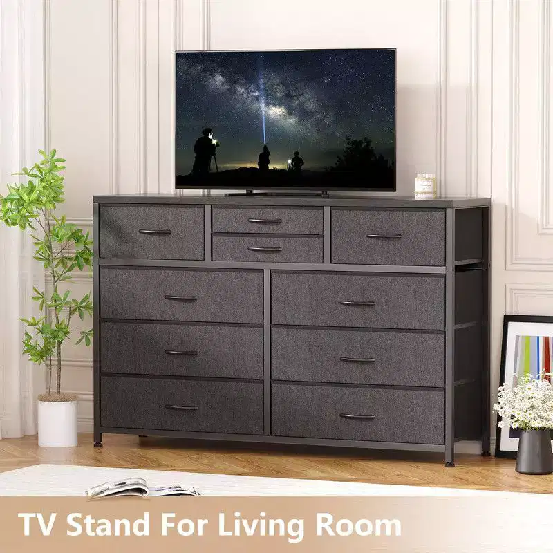 10 Drawers Fabric Dressers for Bedroom, Modern Chest of Drawers