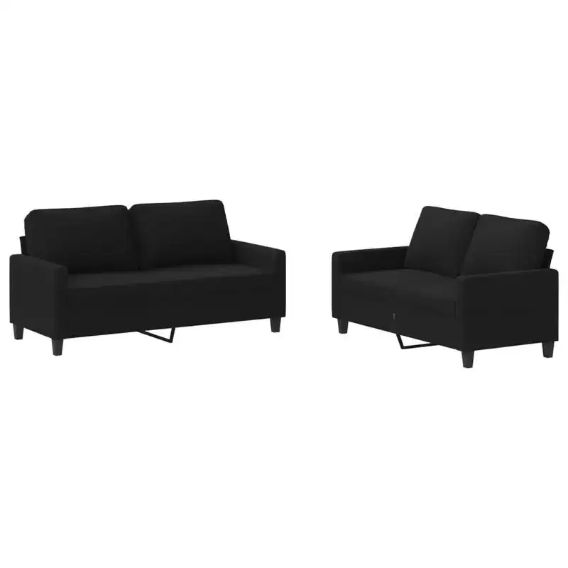 vidaXL Sofa Set Black Fabric (100% polyester), metal, textilene, plywood