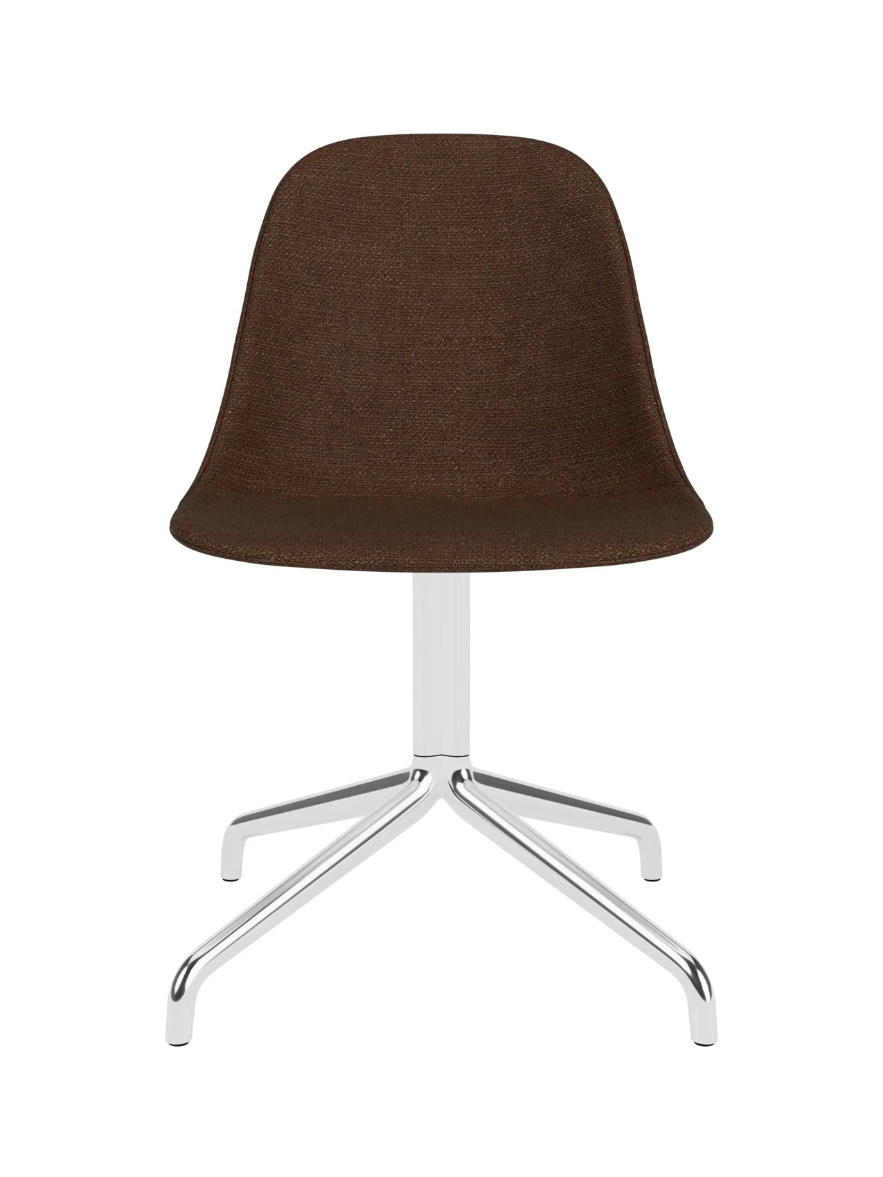 Contemporary Upholstered Side Dining Chair Polished Aluminium Swivel Base for Dining Room & Office
