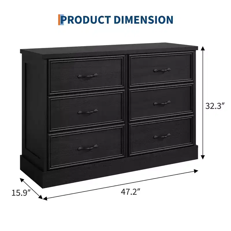 Modern Drawer Bedside Table Storage Cabinet  Perfect for Bedroom, Drawer Organizer, Sturdy Wood, Space-Saving Design  Black Wood Grain