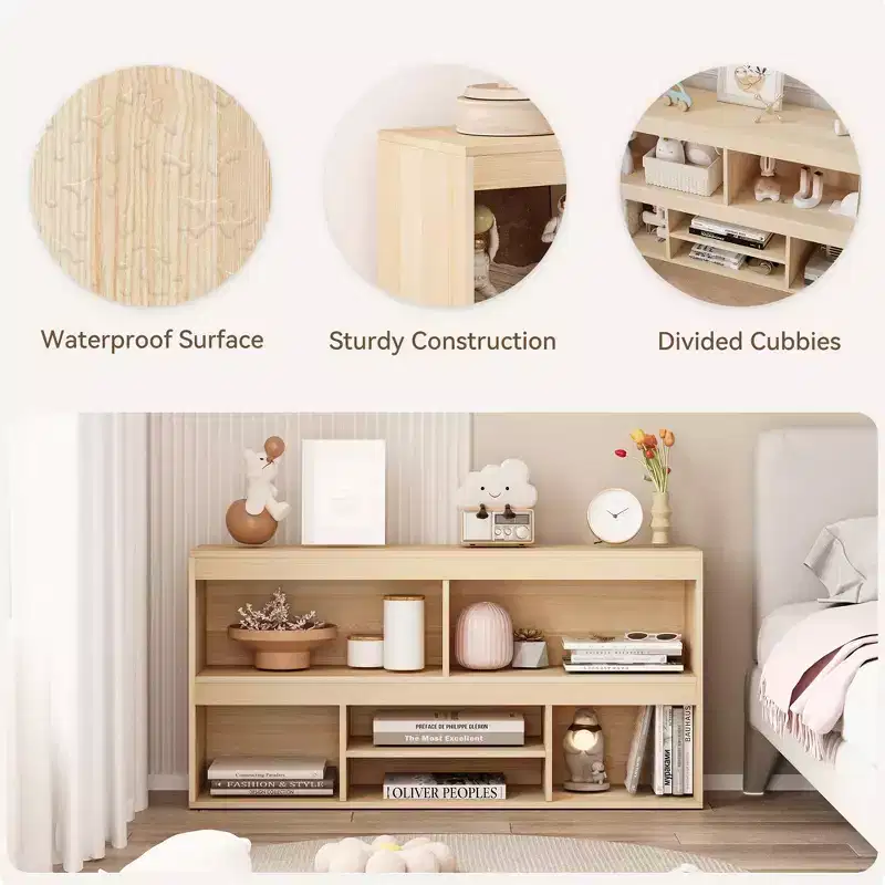 Toy Storage Organizer for Kids Room with Drawer, Wooden 6-Cube Bookcase & Toy Shelf, Cube Storage Organizer for Playhouse, Classroom & Nursery