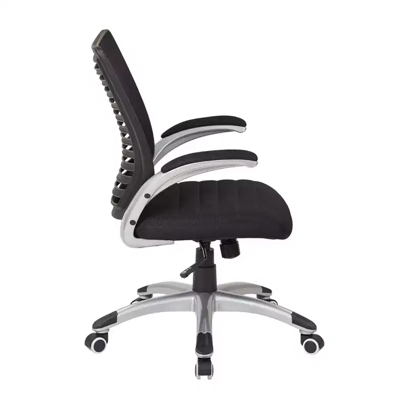 Mesh Seat and Screen Back Managers Chair with Padded Silver Arms Base - OSP Home Furnishings
