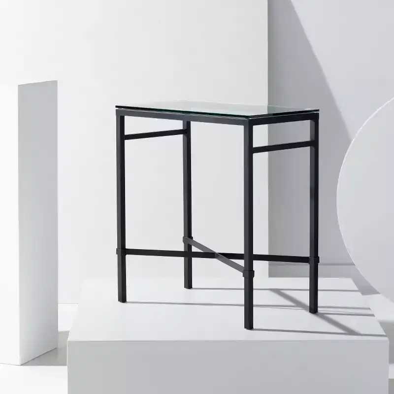 Viggo Glass Side Table - AMH8300 - Black - Safavieh Couture
