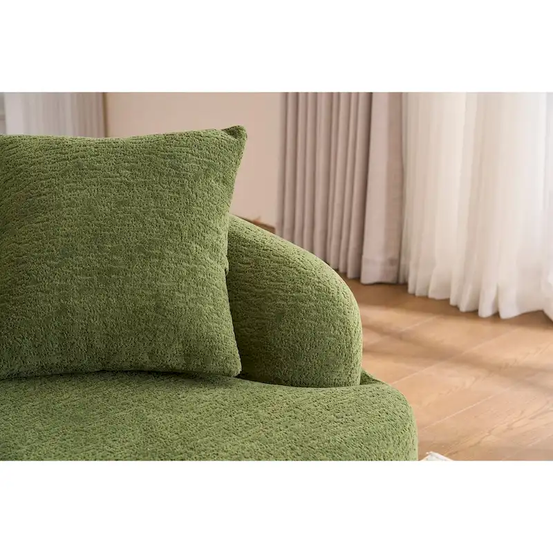 L-Shaped Chenille Sectional Sofa with Chaise and 4 Pillows