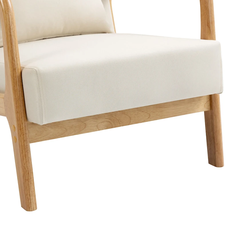Mid Century Modern Upholstered Accent Chair with Pillow