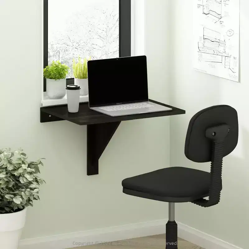 Furinno Wall Mounted Floating Computer Desk Home Office Study Table for Bathroom&Kitchen&Bedroom&Dining Room&Balcony,Espresso