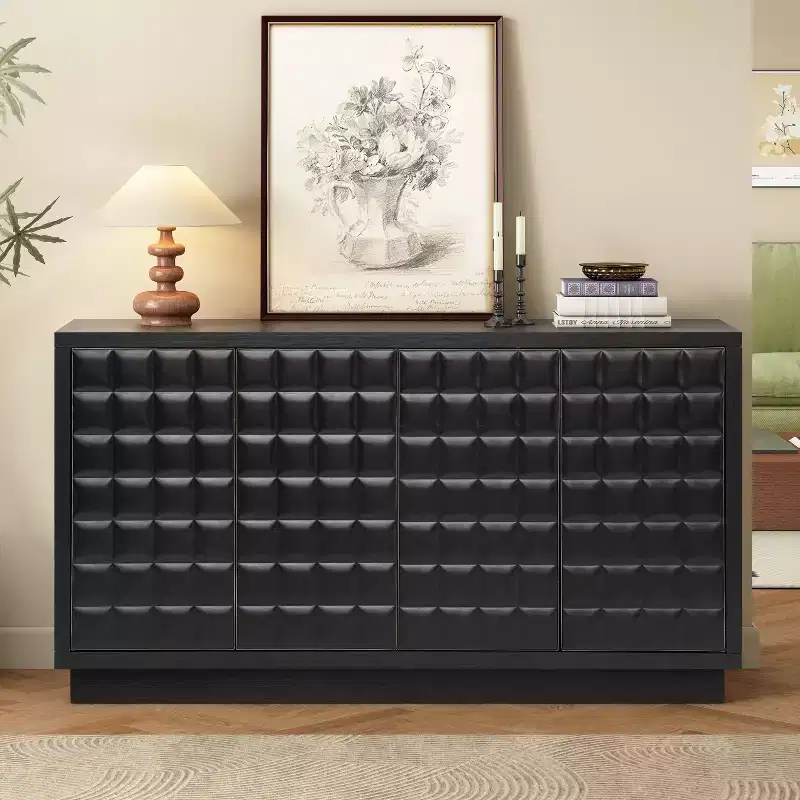 Christopher Knight Home Viviana 58.6'' Modern Storage Cabinet with 4 Doors and Adjustable Shelves